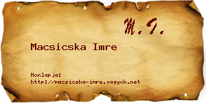 Macsicska Imre névjegykártya